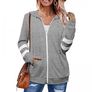 Womens Active Long Sleeve Full Zip Hoodies jeung Pocket Hooded Sweatshirts Jaket