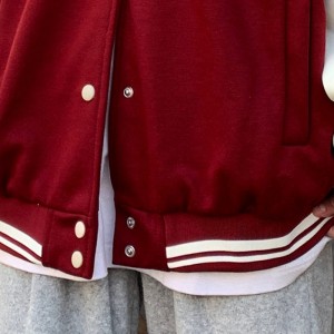 Jinan Casual Button Down Pattern Color Block Varsity Jacket Outerwear
