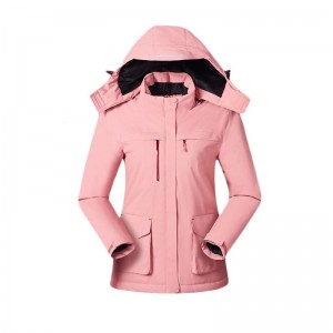 Women's Heated Jacket na may Battery Pack 5V, Windproof Electric Insulated Coat na may Detachable Hood Slim Fit