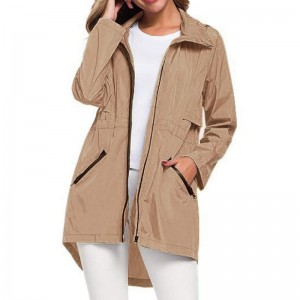 Manteau imperméable long avec capuche pour femme, coupe-vent léger, veste de pluie imperméable