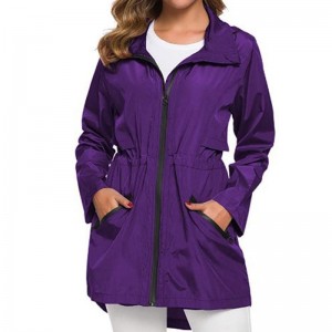 Женский длинный плащ с капюшоном, легкая ветровка, водонепроницаемая куртка от дождя