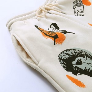 Bedruckte Jogginghose für Damen, elastische Taille, modische Grafik, lockere Hip-Hop-Jogginghose mit Taschen