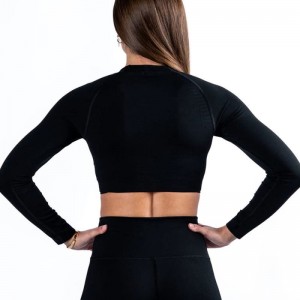 Camicie da yoga per allenamento atletico a maniche lunghe senza cuciture da donna