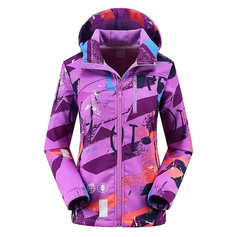 කාන්තා Softshell ජැකට් Camo Thermal Fleece Lineed Hiking Running Jacket Windproof Reflective Outdoor