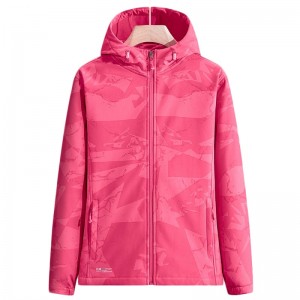 Dames Softshell Jacket Fleece Lined Windproof Camo Lightweight Coat foar kuierjen Golfen Casual