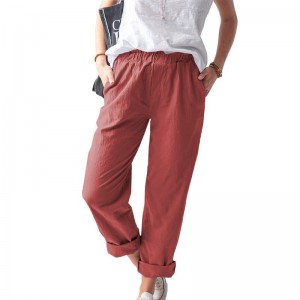 Naisten leveät housut korkeavyötäröiset puuvillaiset Capris-housut
