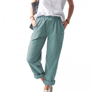 महिलाओं की वाइड लेग पैंट उच्च कमर सूती कैप्रिस पतलून