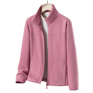 Women's Zip Up Fleece Jacket, Long Sleeve Warm Lightweight Coat na may Pockets para sa Taglamig