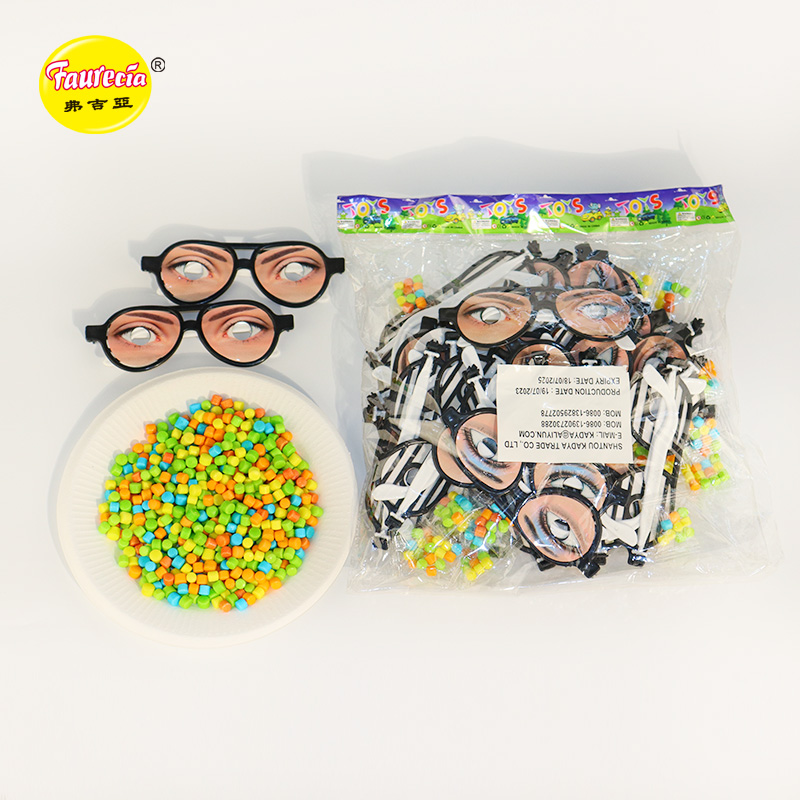 Brinquedo de óculos de olho humano real Faurecia com doces coloridos