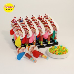 Faurecia, model „Santa Clausa, ktorý fúka balóniky“ s farebnými sladkosťami