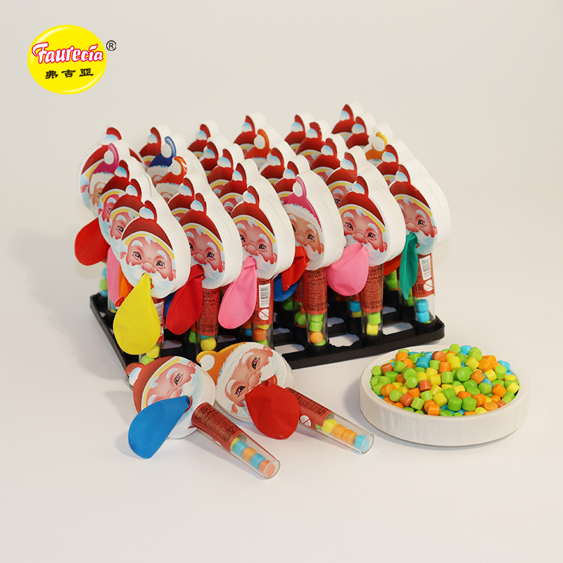 Faurecia u modellu di ghjoculu "Santa Claus blowing balloons" cù caramelle colorate