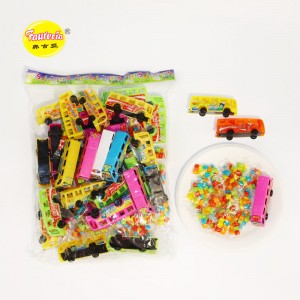 Faurecia autobusu formas rotaļlieta ar krāsainām konfektēm (2kodp)