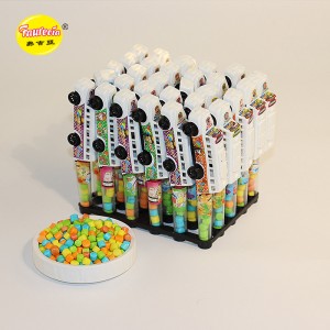 Caramelle giocattolo modello scuolabus dei cartoni animati Faurecia con caramelle colorate