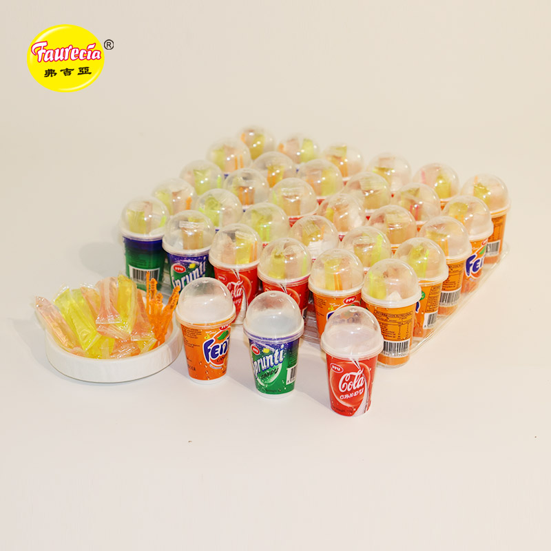 Faurecia Coke Sprite Fanta Cup fruchtiges Gelee mit Plastikgabel