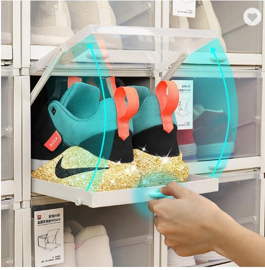 Kotitalouksien läpinäkyvä kenkälaatikko muovinen säilytyslaatikko