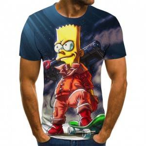 การ์ตูน 3D การพิมพ์กราฟิกเสื้อยืด Funny Street Simpson เสื้อผ้า 3D Tee เสื้อผู้ชาย Harajuku Hip Hop พิมพ์ดิจิตอล T เสื้อ