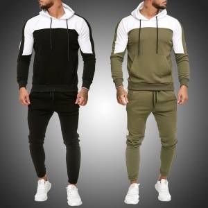 Mens Tracksuit Jogging Suit Side Stripe Hoodies Set Man Fleece Hoodies and Pants Gym Clothing Male Work Out Clothes Jogger Set
