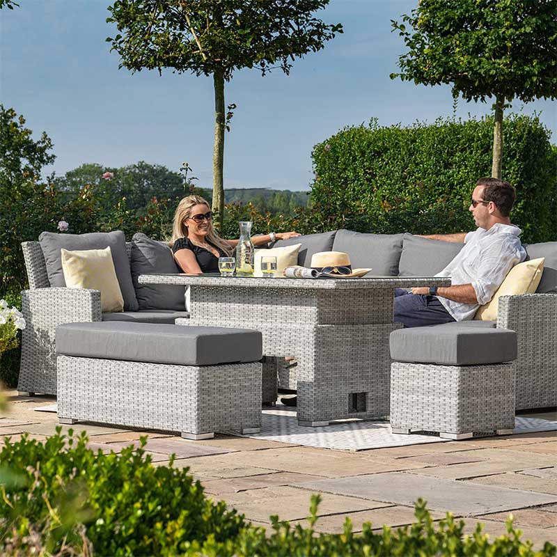 Luksus L-form Sectional 5 Stk K/D sofa med Hævebord udendørs møbelsæt