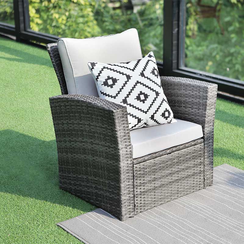 Kaixing 4 Pcs K/D Outdoor Patio Furniture Coversation Sets avec table basse en verre