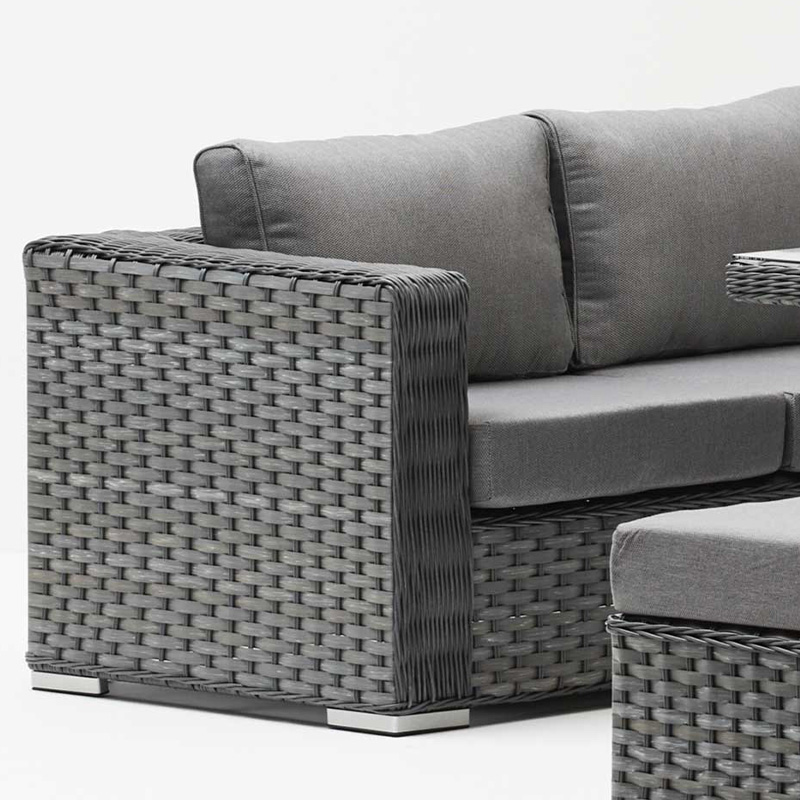 Г-образна дневна за отдих Секционен 6 бр K/D диван с издигаща се маса комплект външни мебели