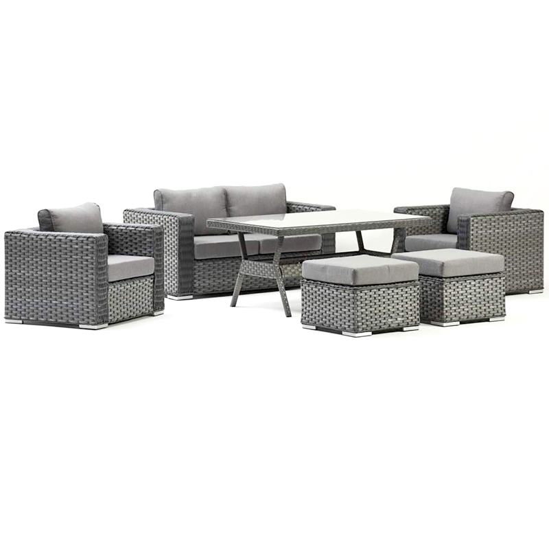 patio Big size conversation sofa dining table set with thick cushions