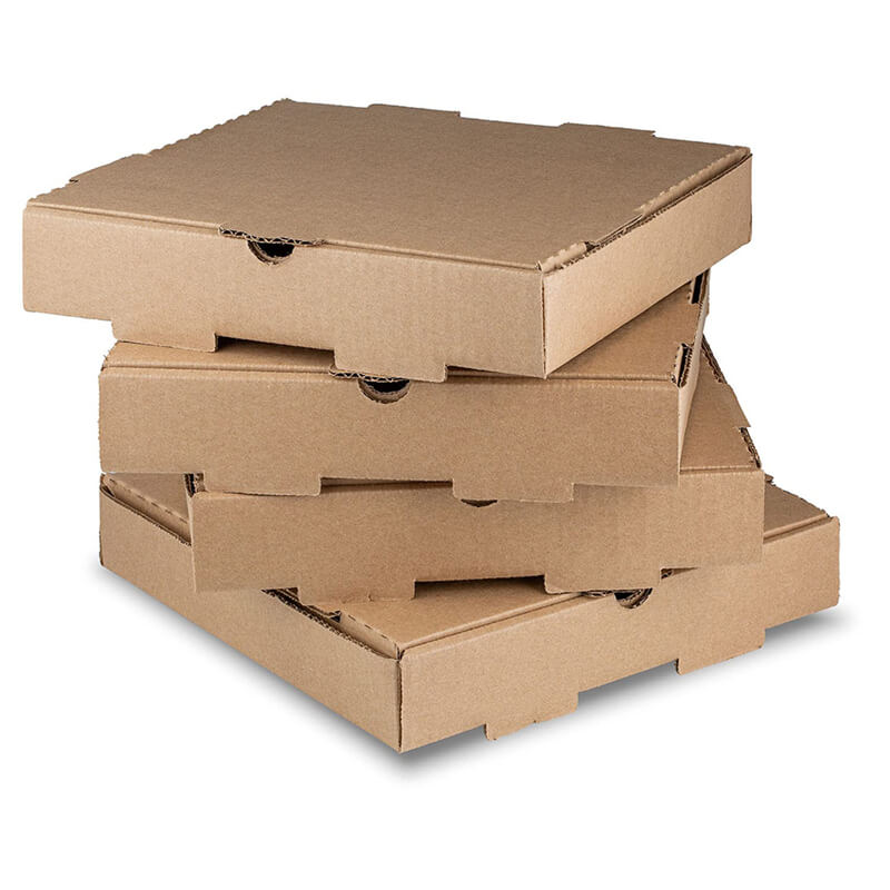 Caja de embalaje de pizza de cartón corrugado Kraft impresa personalizada con logotipo