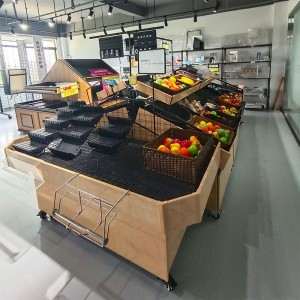 Estante de madera de la fruta del soporte del estante de exhibición de las frutas y verduras de la venta directa de la fábrica