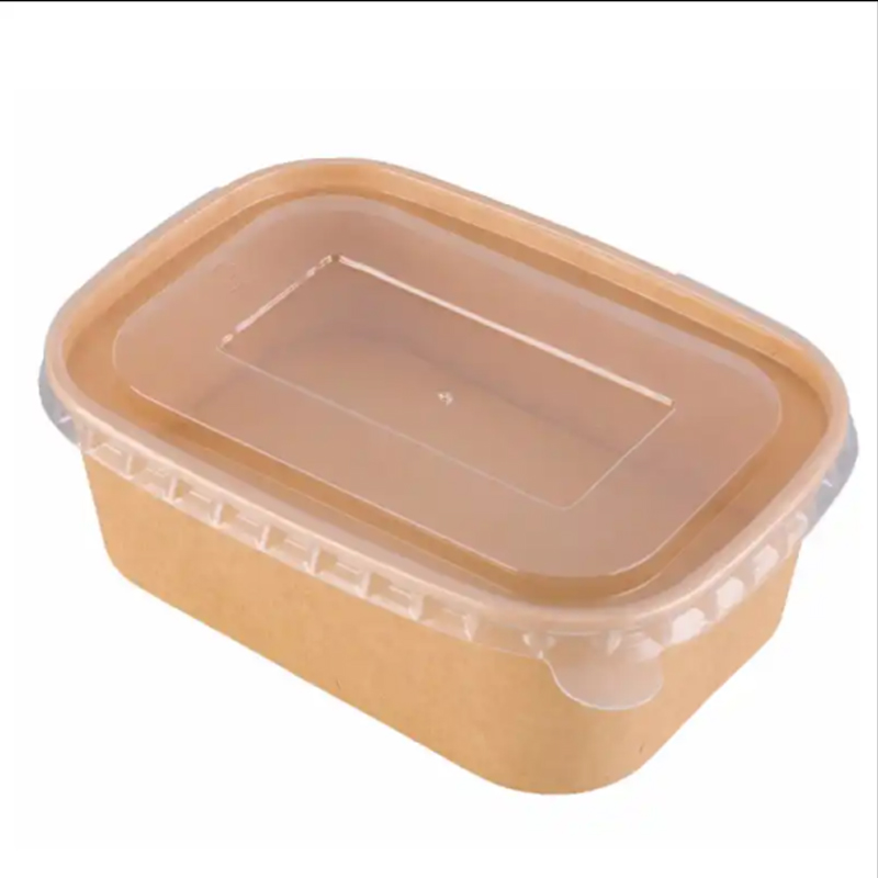 Ukudla Kwasemini Ukupakisha I-Snack Packaging Rectangular Kraft Paper Bowl Boxes