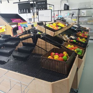 Portafrutta per espositore per frutta e verdura in legno per vendita diretta in fabbrica