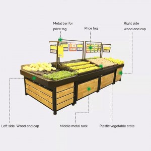 Фабрички директна продажба Дрвени овошни зеленчуци за дисплеј Полица за држач Решетка за овошје