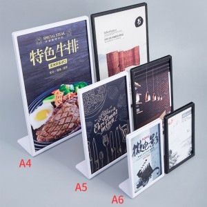 A4/A5 Acrílico transparente de doble cara con base Mostrador de escritorio Soporte para cartel Soporte de exhibición de menú