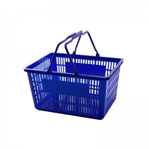 Cesta de compras de manipulación de plástico para supermercado con asa, cesta de precio al por mayor