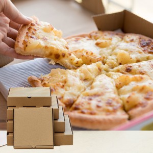 صندوق تعبئة بيتزا من الورق المقوى المموج مطبوع حسب الطلب مع شعار