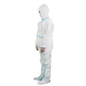 डिस्पोजेबल मेडिकल सुरक्षात्मक कवरऑल कपड़े पीपीई सूट