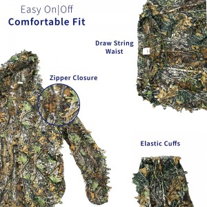 Camouflage 3D aotrom le cochall Ghillie Suit Arm Armailteach Suit Sealg Breathable