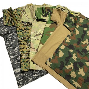 Fanamiana miaramila pullover fohy tanany O-tenda camouflage ady tetika T-shirts