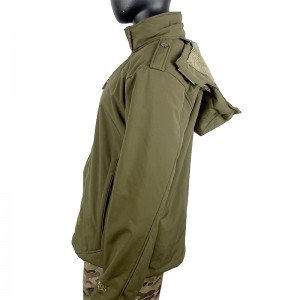 Silná teplá taktická armádní softshellová bunda s kapucí