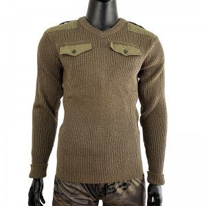 Kaki vojaški volneni taktični vojaški pulover iz volne Commando