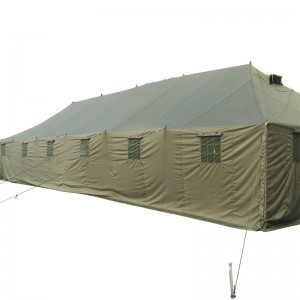 Высокаякасная зімовая сталёвая кемпінговая ваенная армейская палатка на адкрытым паветры на 20 чалавек з палатнянай тканіны