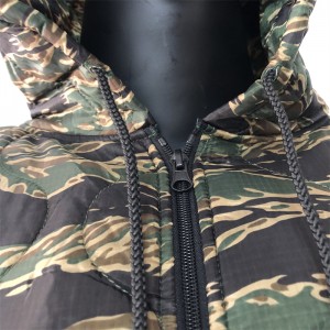 Military Nylon Rip Stop Breathable Poncho US Army Green Tiger Stripes Camo Woobie hoodie With Zipper