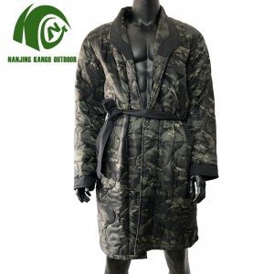 Militāra stila melna Multicam smēķēšanas jaka ar garām piedurknēm Woobie Hoodie Kamuflāžas smēķēšanas halāts