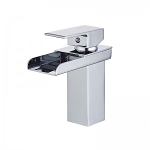 Modern square basin faucet with open water outlet