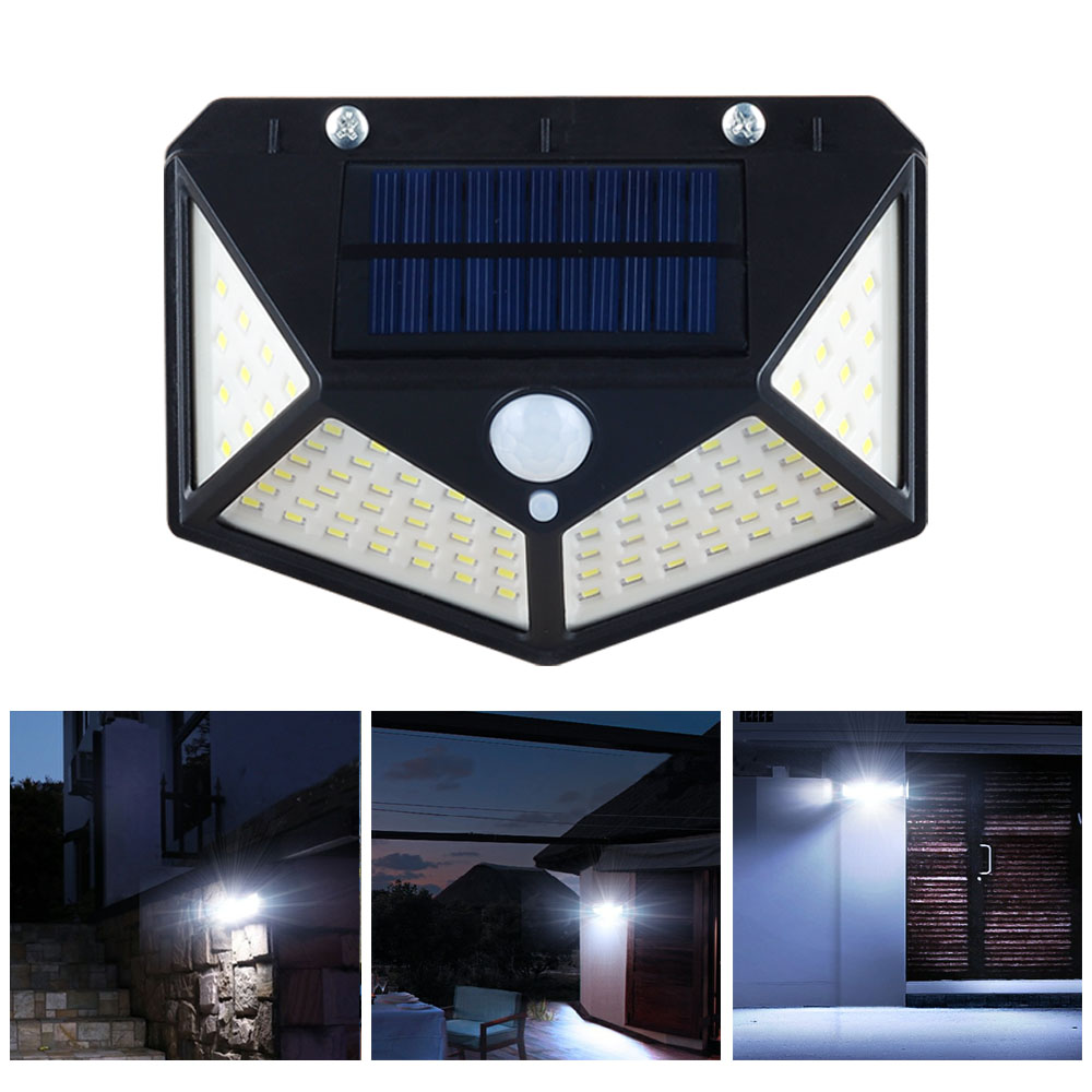 NEW 100pcsLED 1200mAh Body Sensor Light Control Dusk to Dawn Waterproof IP65 Outdoor Wall Mounted Solar LED Wall Lamp for Street Featured Image