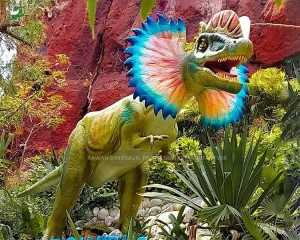 Аниматронный парк динозавров Реалистичная статуя динозавра Дилофозавр Гигантский динозавр AD-113