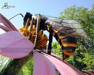 Animatronic Insect Honeybee Outdoor Park dia mampiseho ny fanangonana tantely eo amin'ireo voninkazo haingon-trano AI-1462