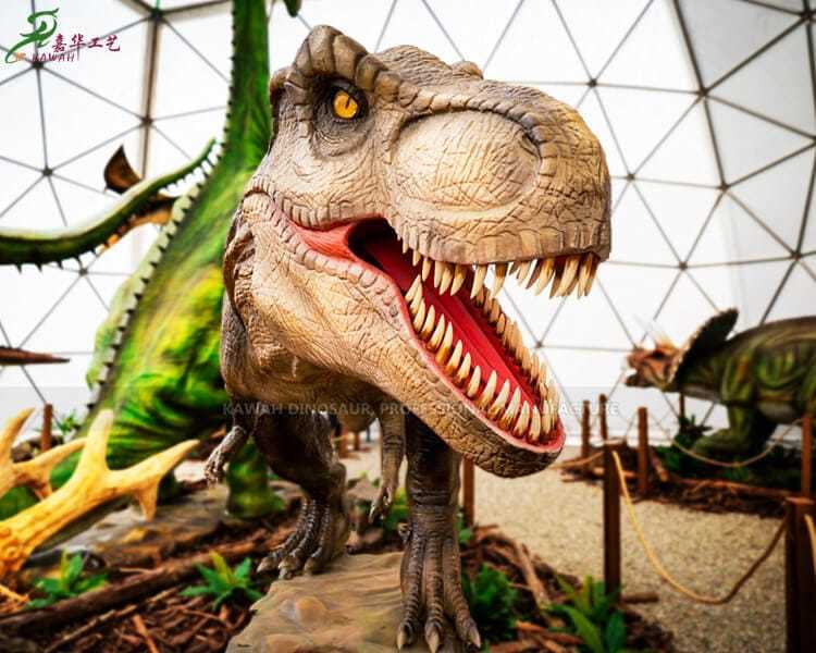 Achte Animatronic Dinozò Life Size Dinozò T Rex Estati Dinozò pou Dino Zoo AD-009