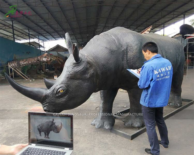 Personalizzat Made Life Size Rhinoceros Statue Animatronic Animal AA-1239