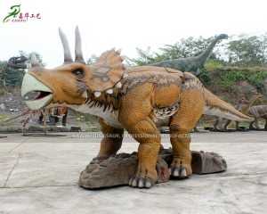 কাস্টমাইজড হাঁটা ডাইনোসর বাস্তবসম্মত Triceratops Animatronic AD-606