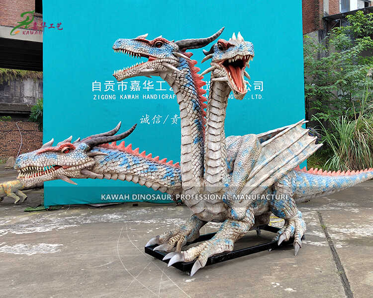 ڪارخاني جو وڪرو ٽن سرن وارو Animatronic Dragon Statue Life Size Dragon AD-2303