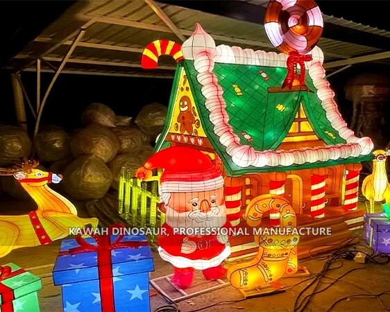 Lovely Colourful Christmas House Lanterns Water Resistant Christmas Holiday Lighting Santa Lantern Set Factory Sale CL-2637